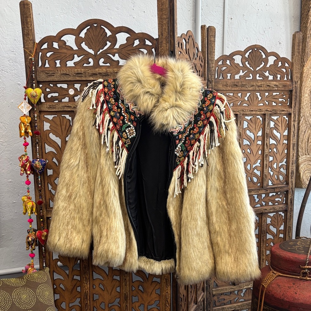 Zara Multicolor Embroidered Teddy Jacket